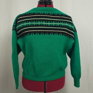 Kitex: VTG Green Sweater with Diamond Pattern